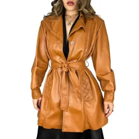 1970s Faux Leather Trench Coat (L)
