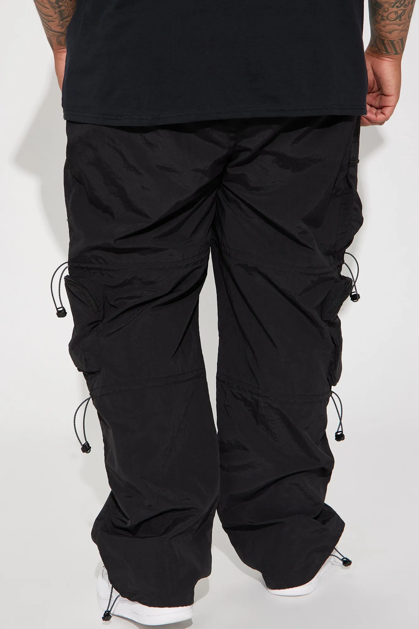 Act Like Homie Nylon Drawstring Cargo Pants - Black