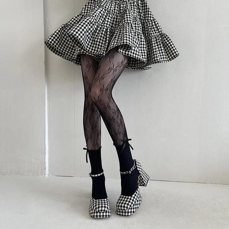 Aesthetic flower lace bow tights