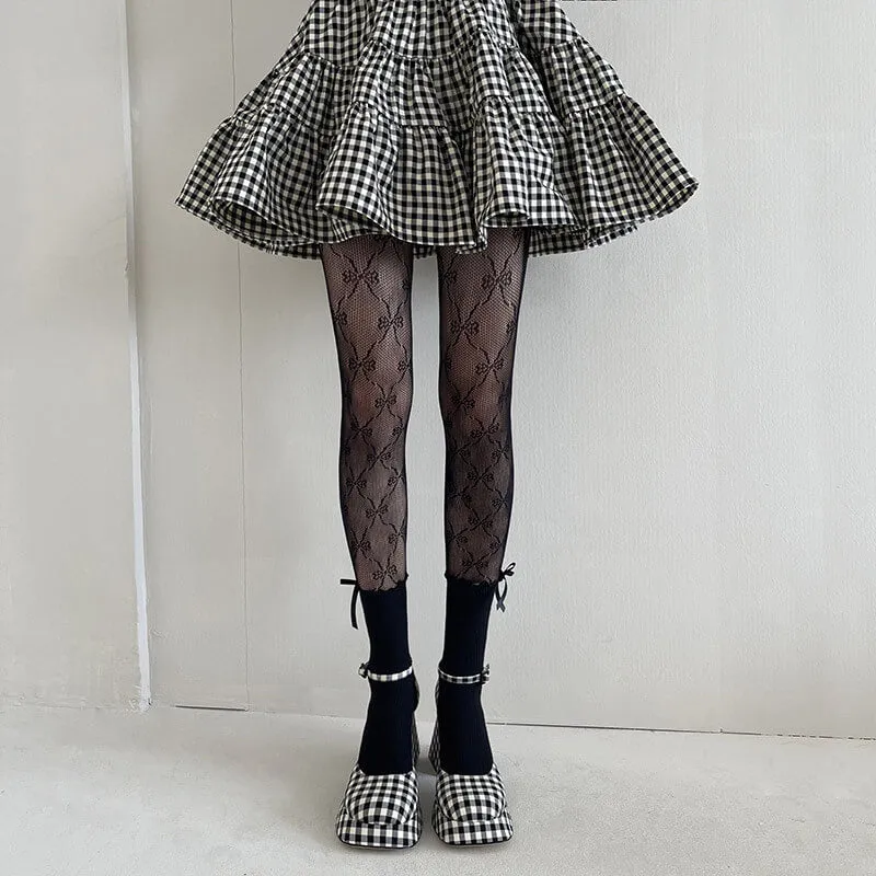 Aesthetic flower lace bow tights