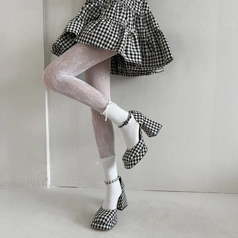 Aesthetic flower lace bow tights