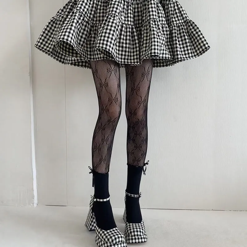 Aesthetic flower lace bow tights