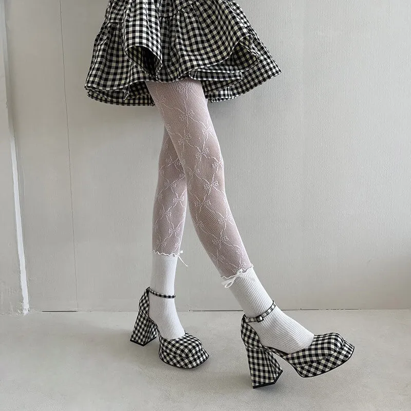 Aesthetic flower lace bow tights
