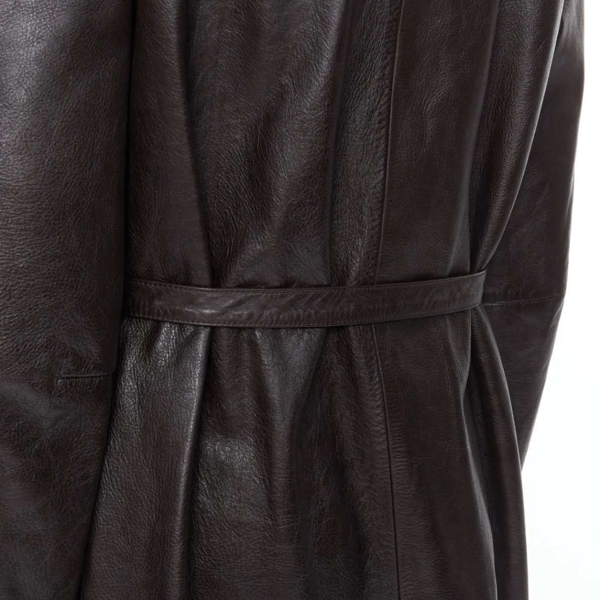 BALENCIAGA Fake Layering black leather beige trench belted coat M