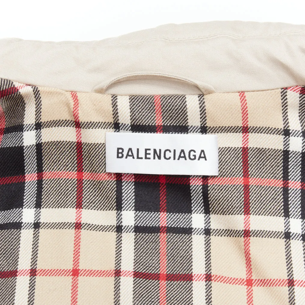 BALENCIAGA Fake Layering black leather beige trench belted coat M