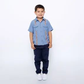 Boys Relaxed Fit Drawstring Cargo Jogger Pants - Blue | Multicultural Kids Clothing