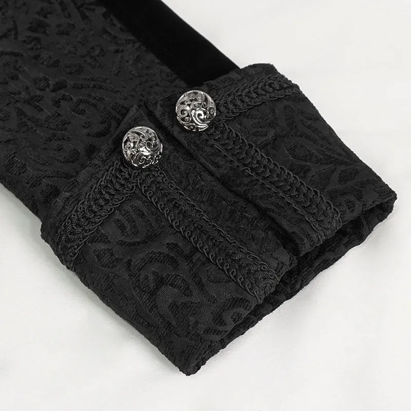 CT19901 Gothic dark pattern four-breasted black coat