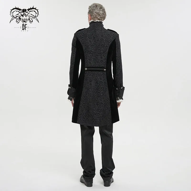 CT19901 Gothic dark pattern four-breasted black coat