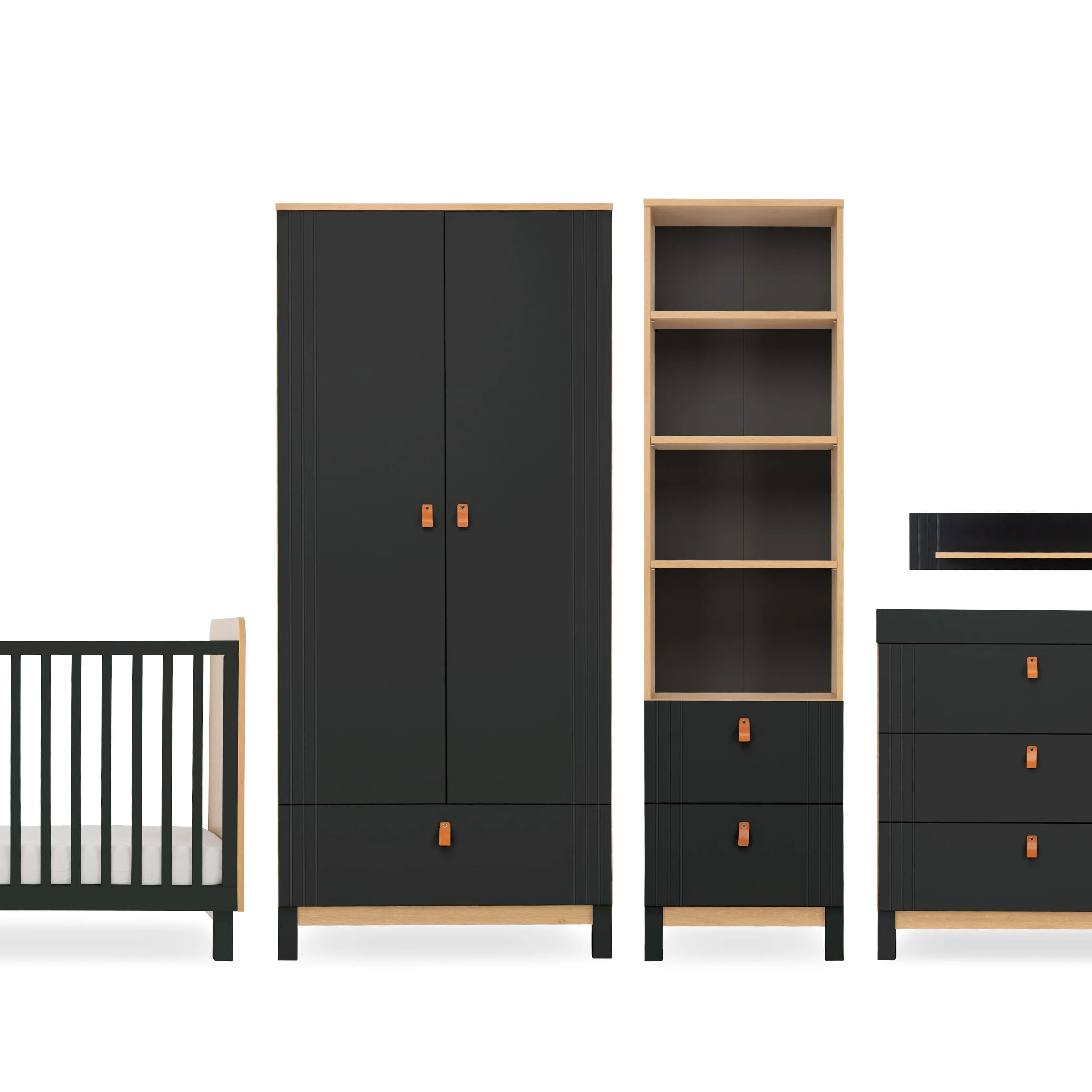CuddleCo Rafi 5 Piece Room Set in Oak/Black