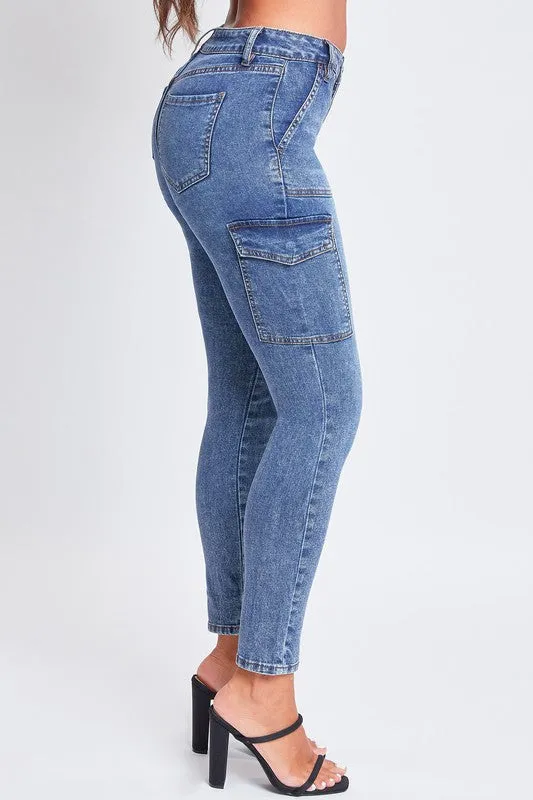 Dark Wash Junior High Rise Skinny Cargo Jeans