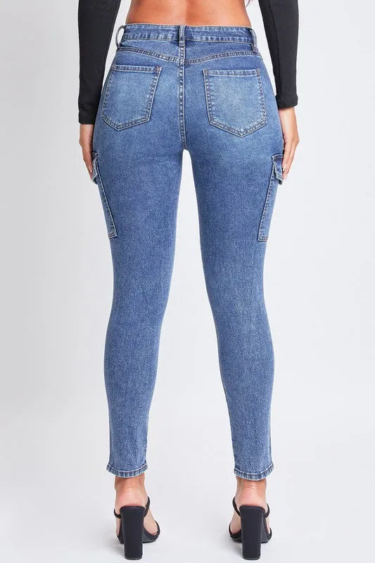 Dark Wash Junior High Rise Skinny Cargo Jeans
