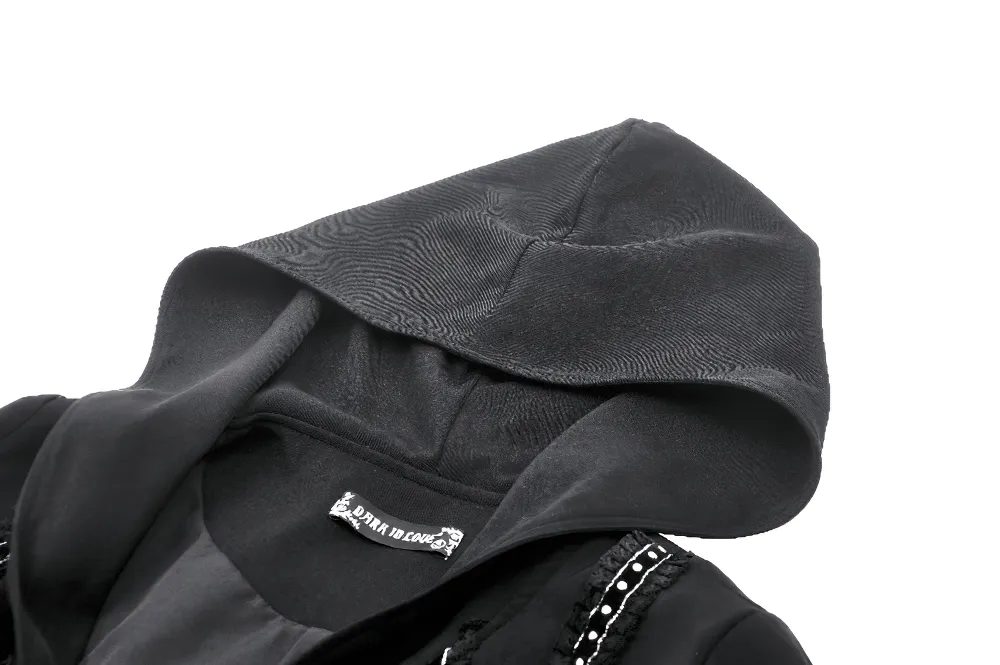 Elegant Gothic Hooded Coat with Lace Detailing