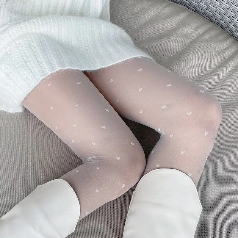 Fairy core cream hearts tights
