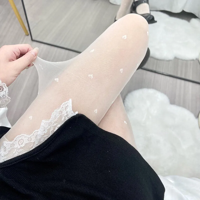 Fairy core cream hearts tights