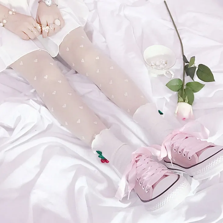 Fairy core cream hearts tights