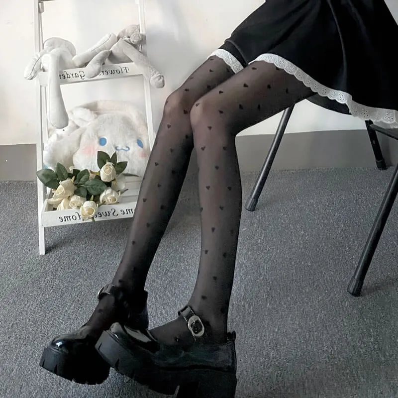 Fairy core cream hearts tights