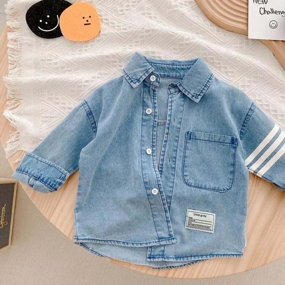 Girls Autumn Denim Jacket Stripe Casual Coat Wholesale Baby Girl Clothes