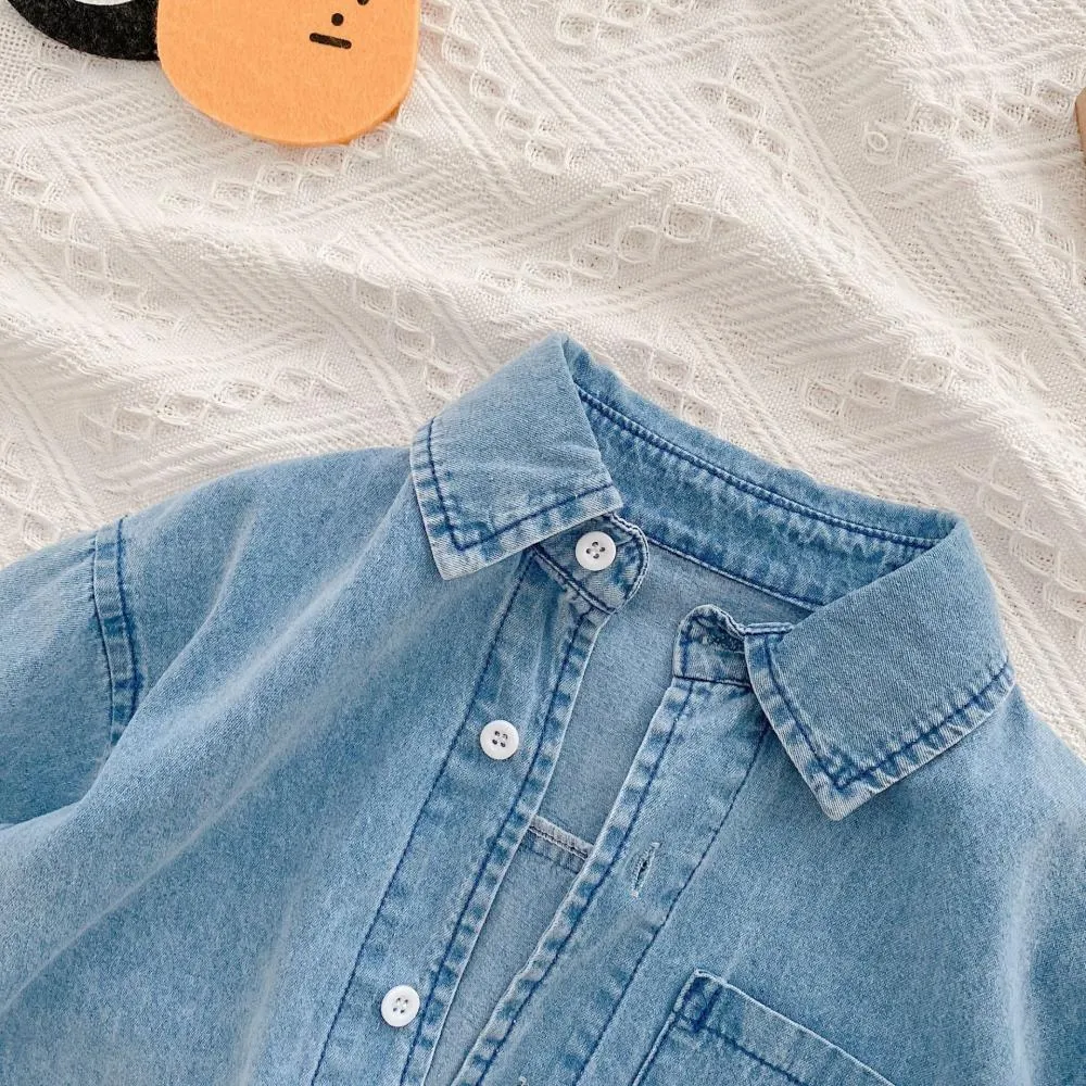 Girls Autumn Denim Jacket Stripe Casual Coat Wholesale Baby Girl Clothes