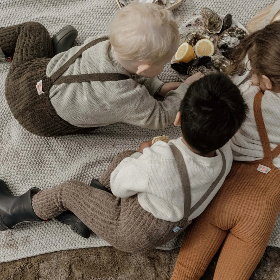 Granny Teddy Footless Tights With Braces - Seaweed Brown