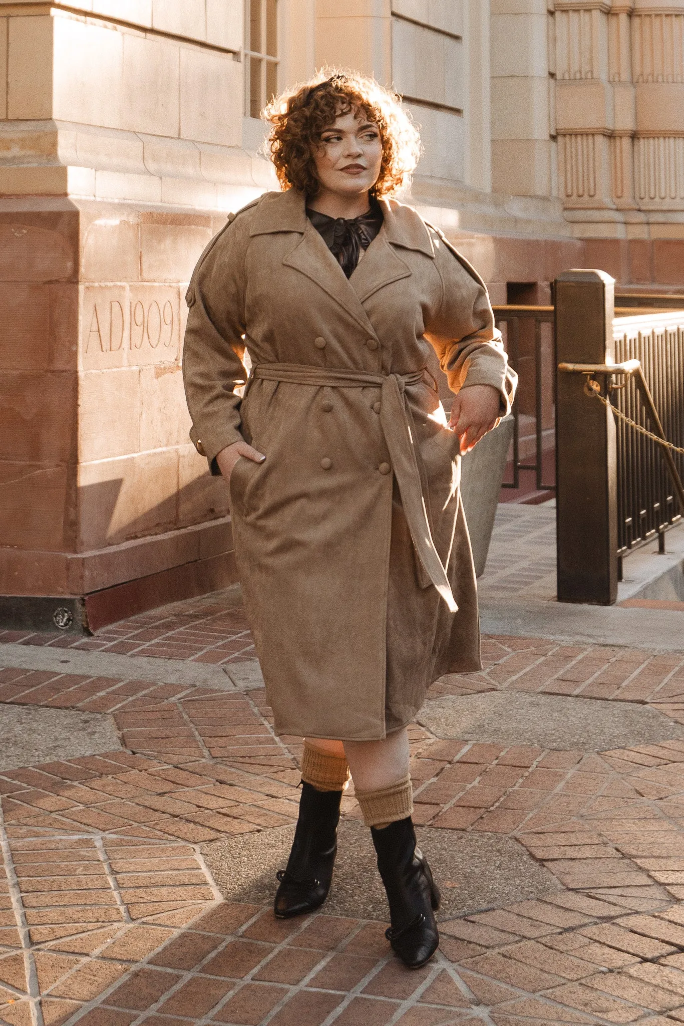 Holly Coat in Tan Suede - FINAL SALE