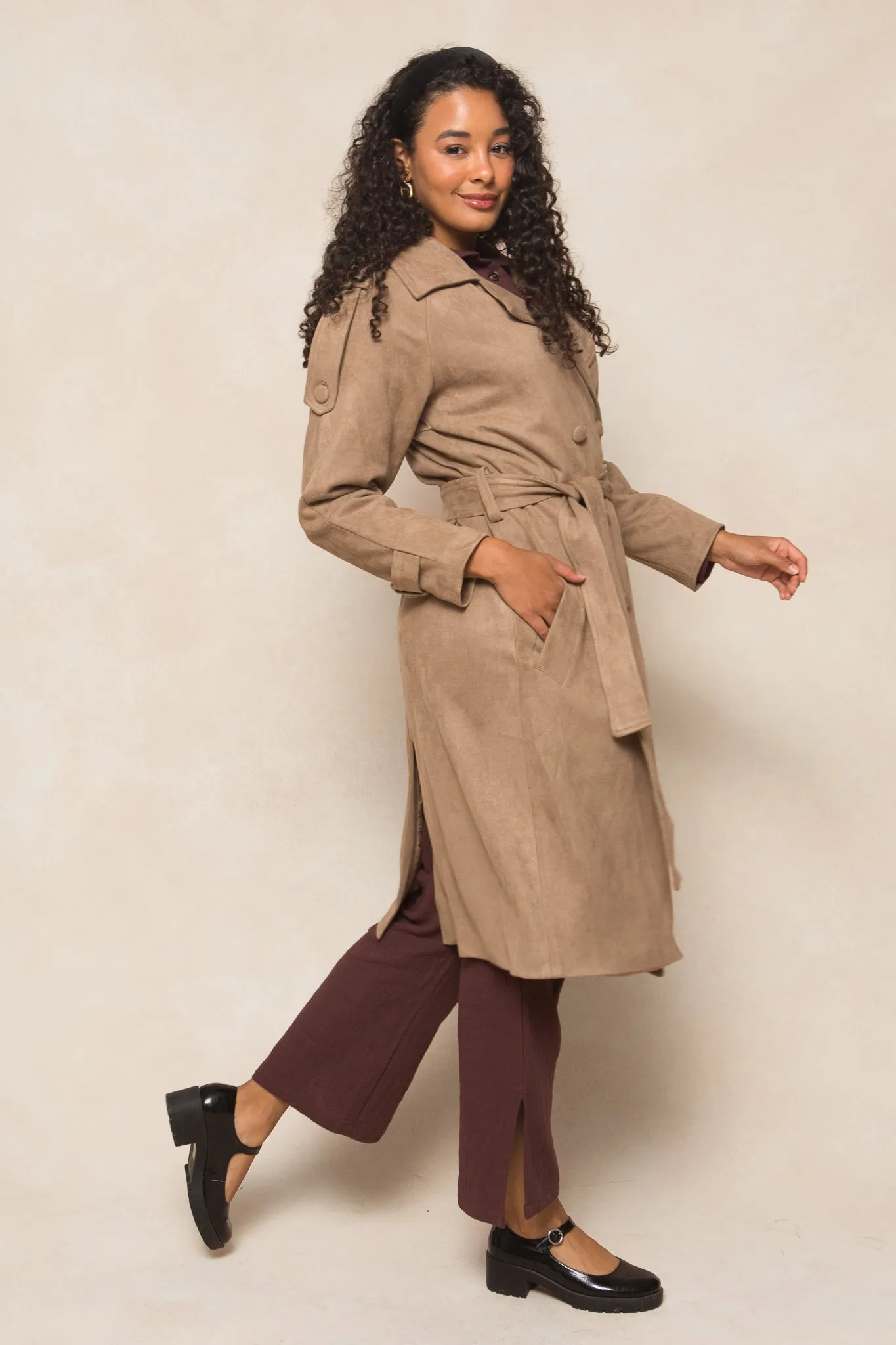 Holly Coat in Tan Suede - FINAL SALE