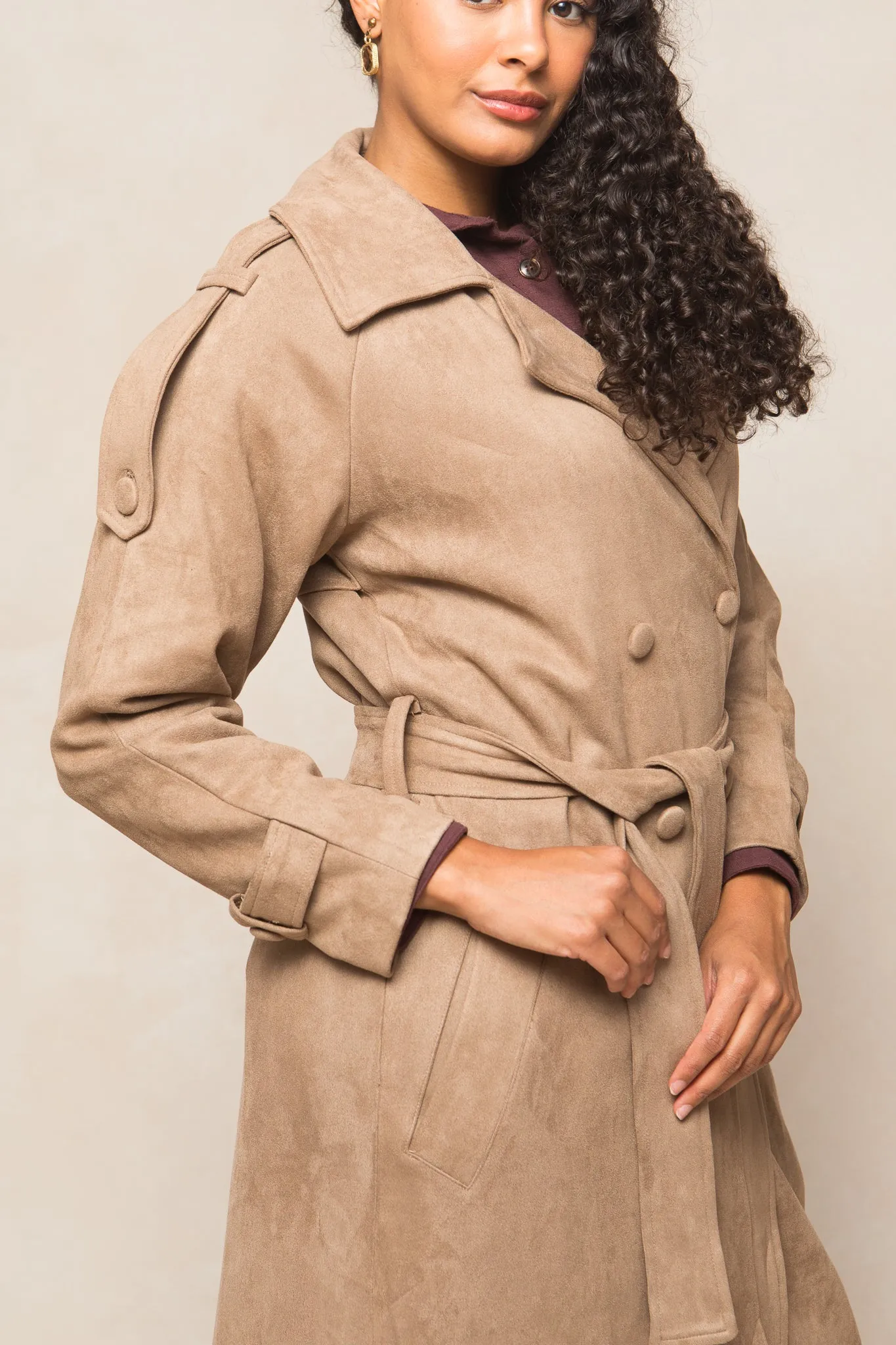 Holly Coat in Tan Suede - FINAL SALE