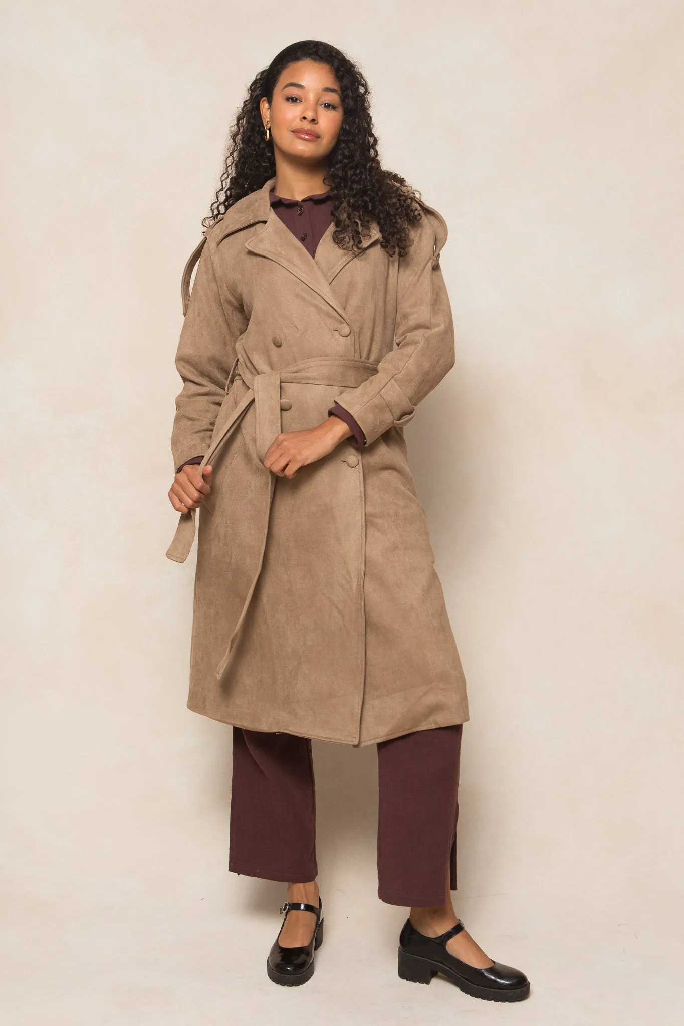 Holly Coat in Tan Suede - FINAL SALE