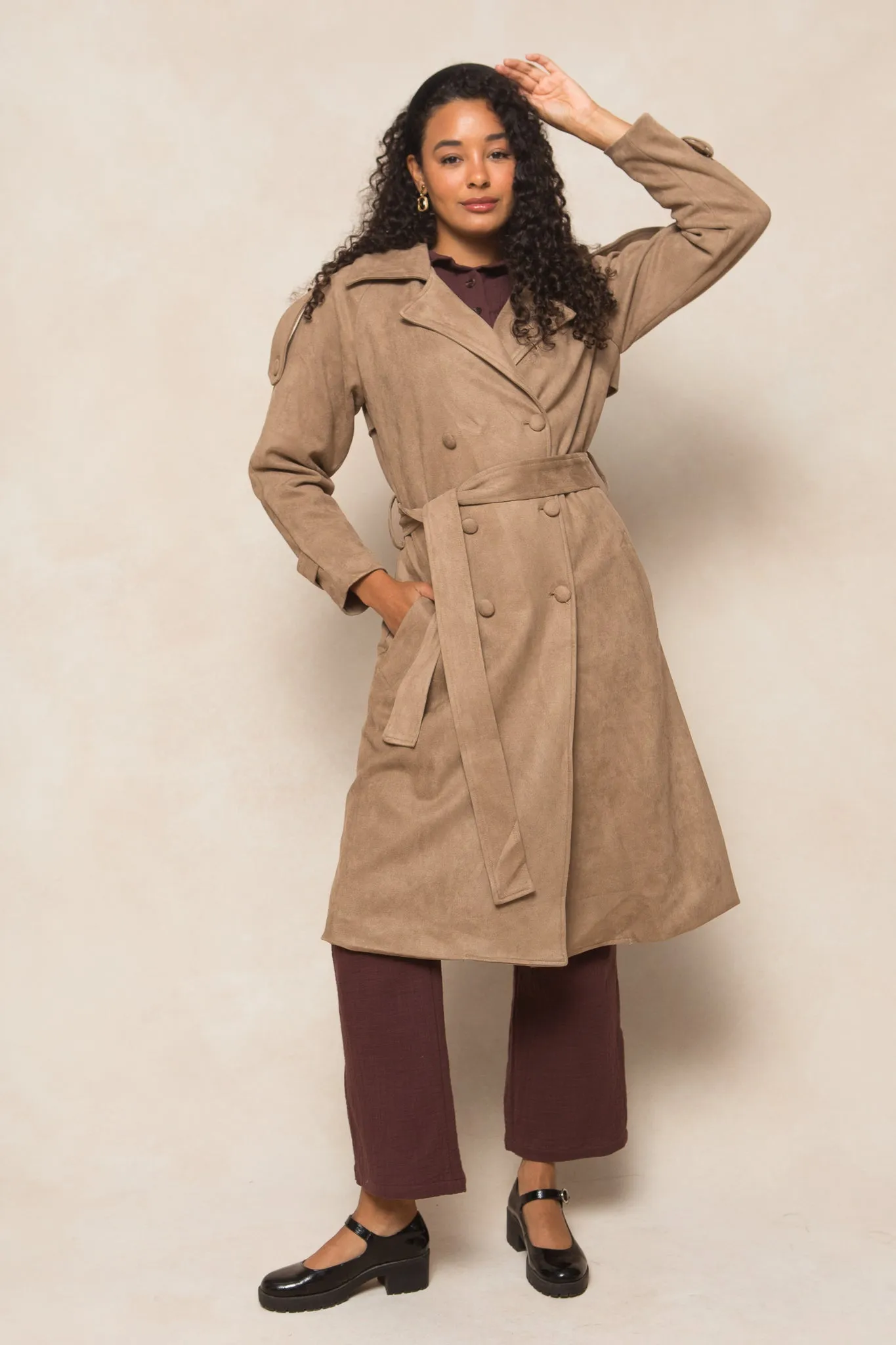 Holly Coat in Tan Suede - FINAL SALE