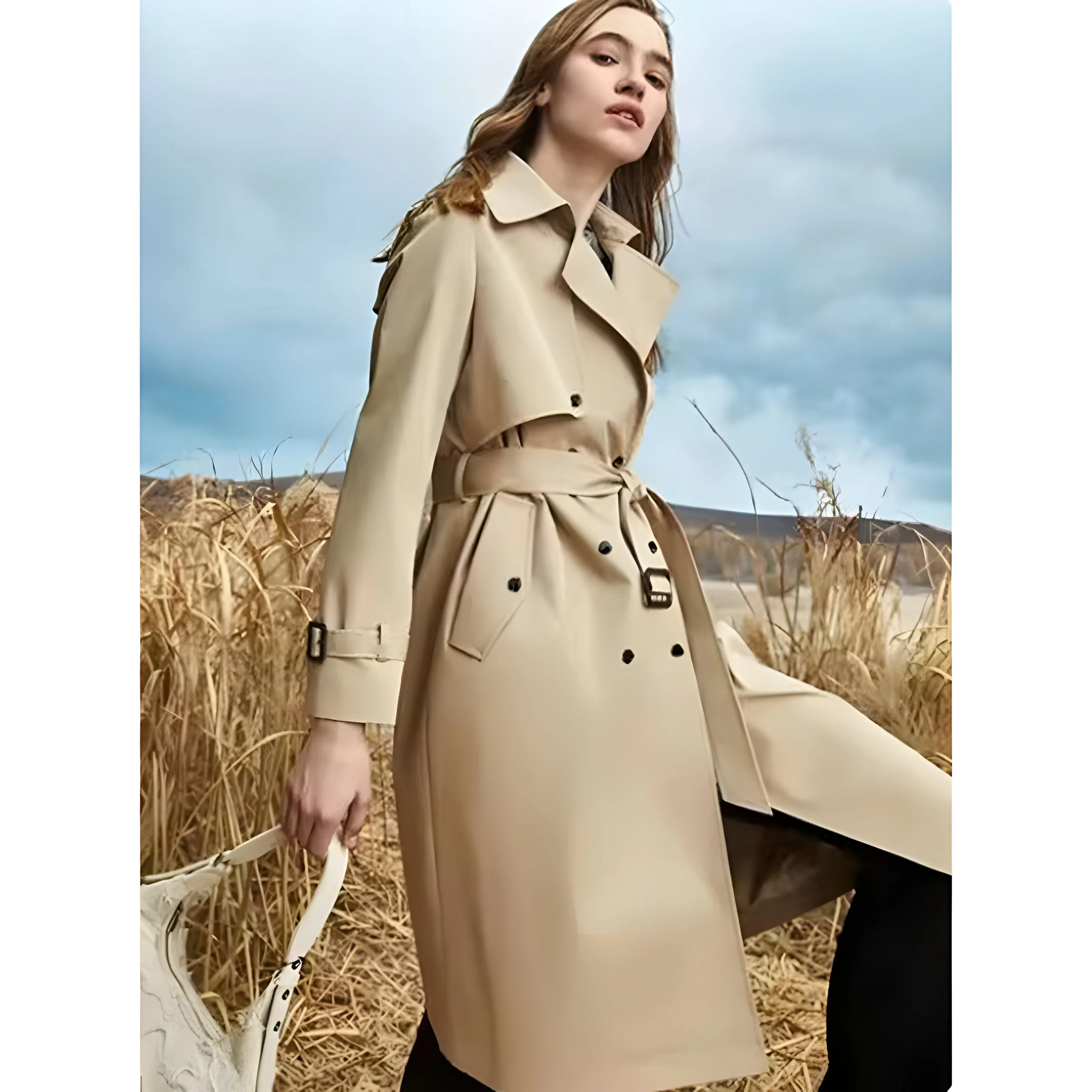 Ivyshape | Chic Lace-Up Closure Trench Coat