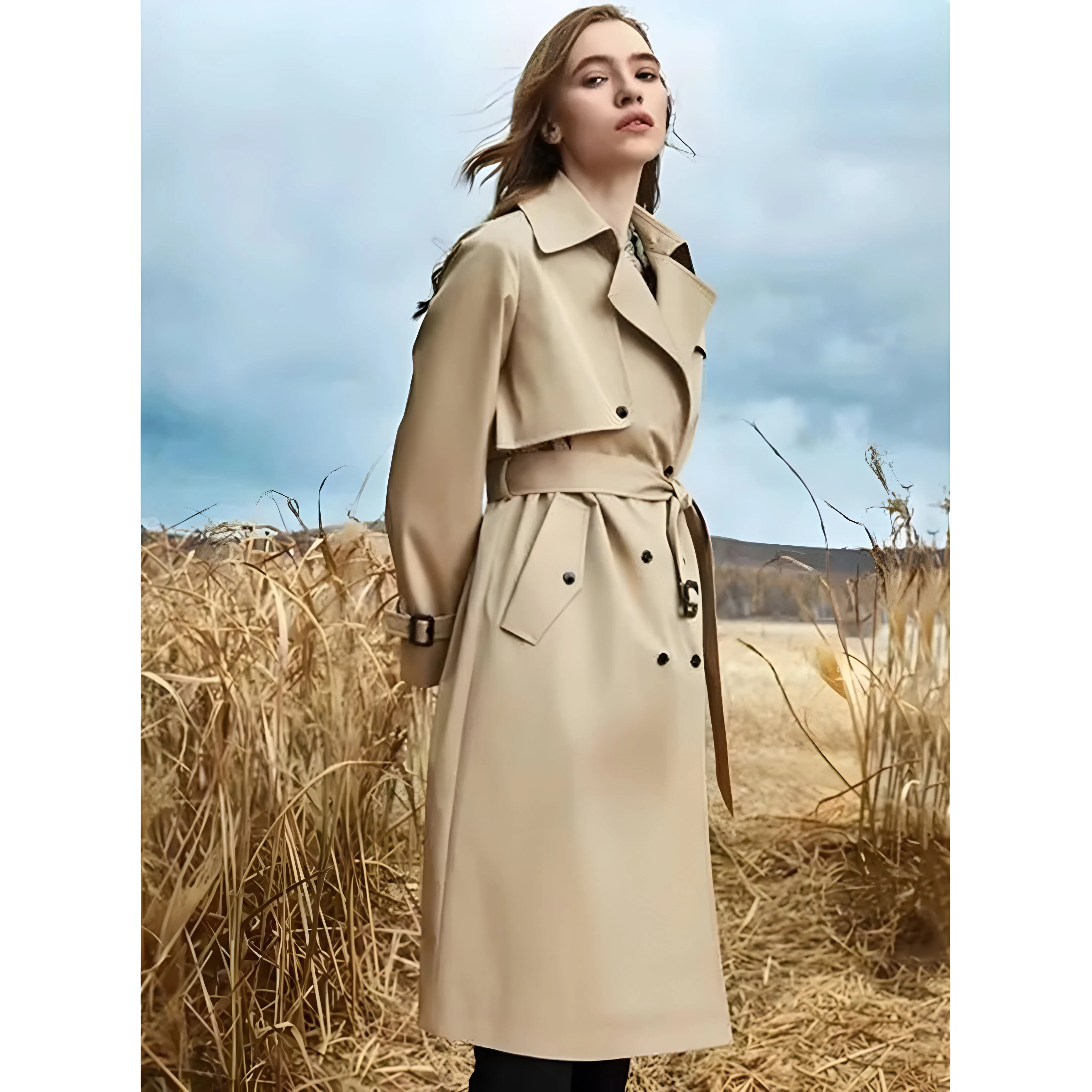 Ivyshape | Chic Lace-Up Closure Trench Coat
