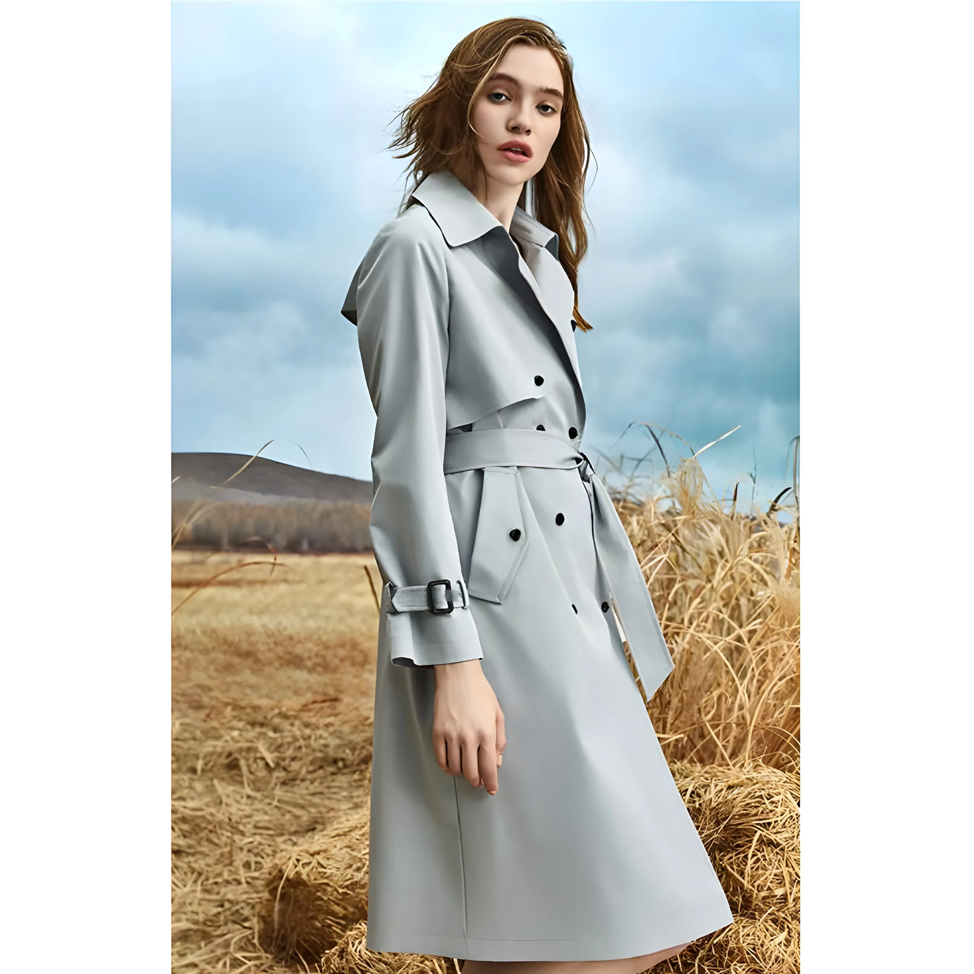 Ivyshape | Chic Lace-Up Closure Trench Coat