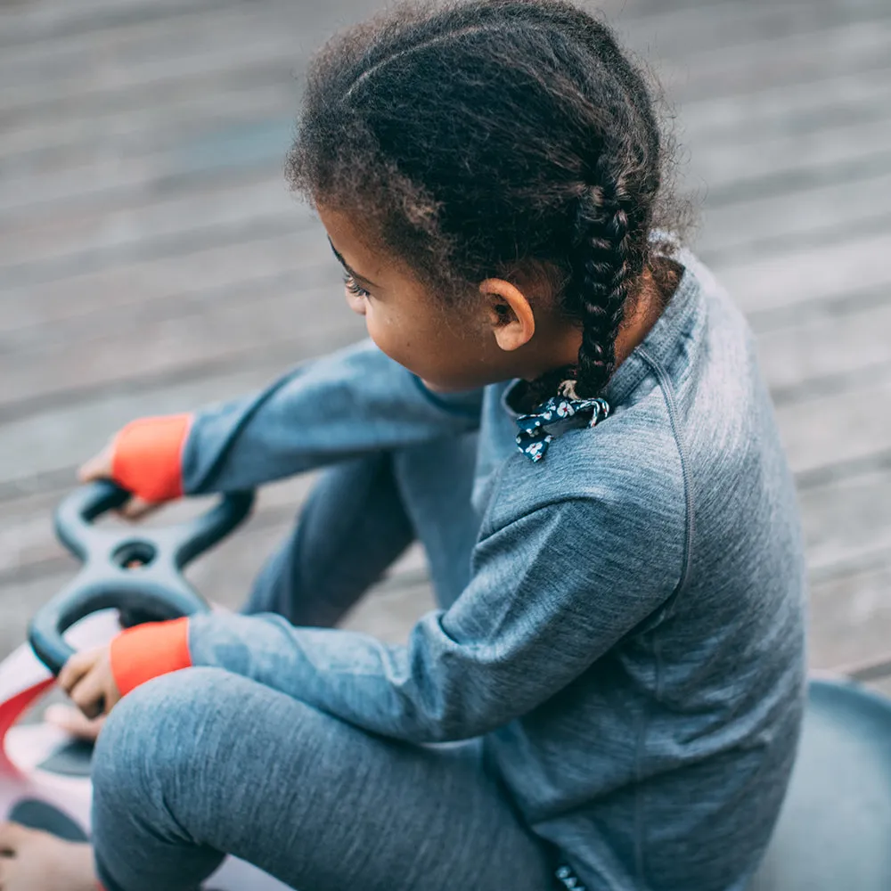 Junior Merino Blend 200 Leggings (Charcoal/Orange)