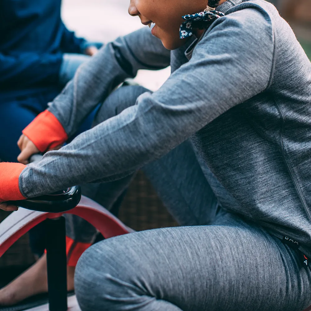 Junior Merino Blend 200 Leggings (Charcoal/Orange)