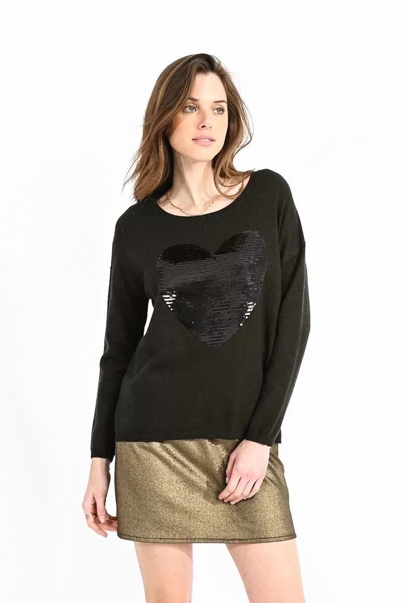Molly Bracken Black Wide Neckline Pullover