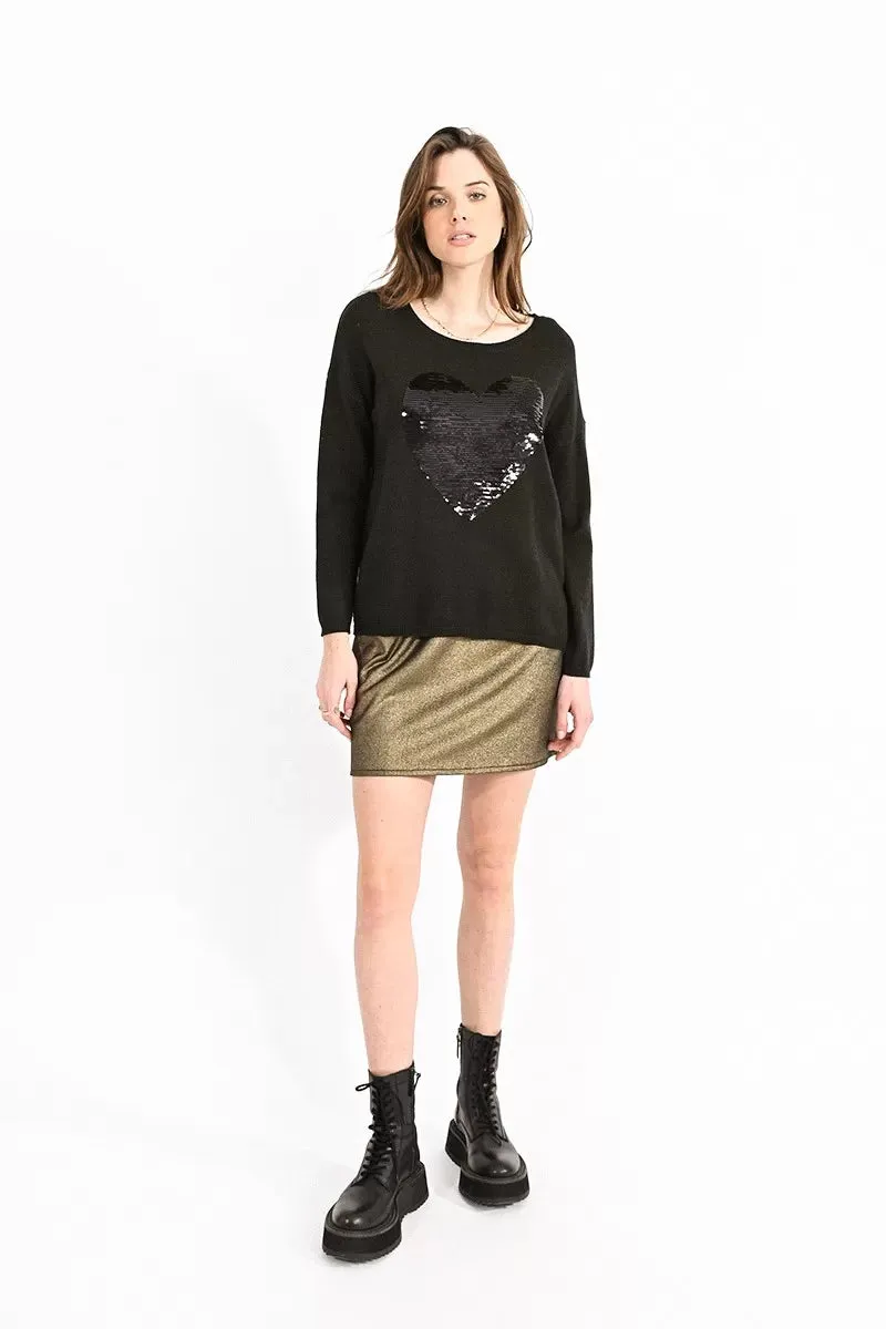 Molly Bracken Black Wide Neckline Pullover