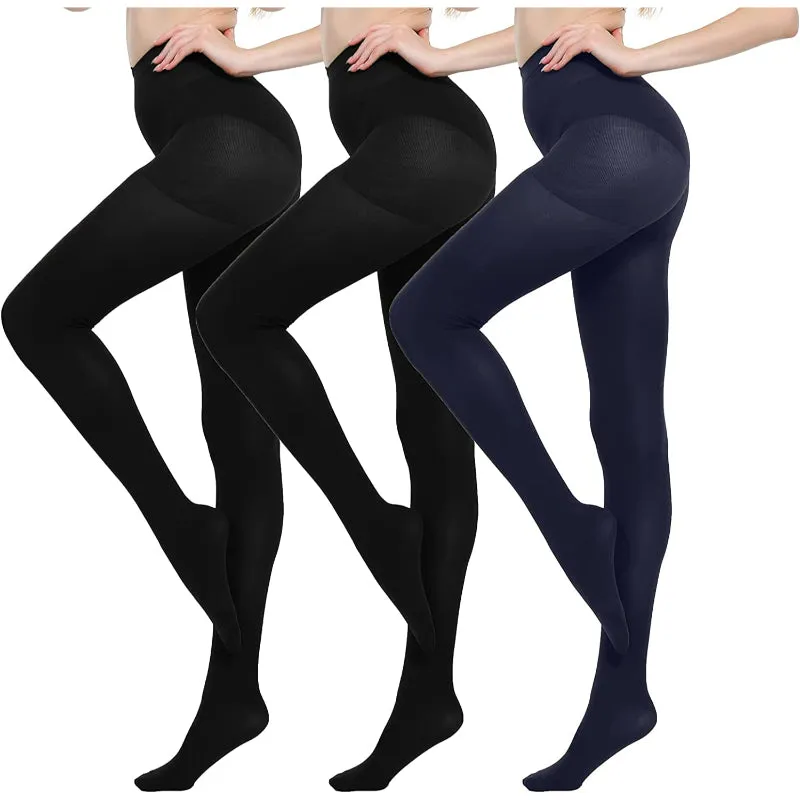 Pack Of 3 Run Resistant Control Top Panty Hose Opaque Tights