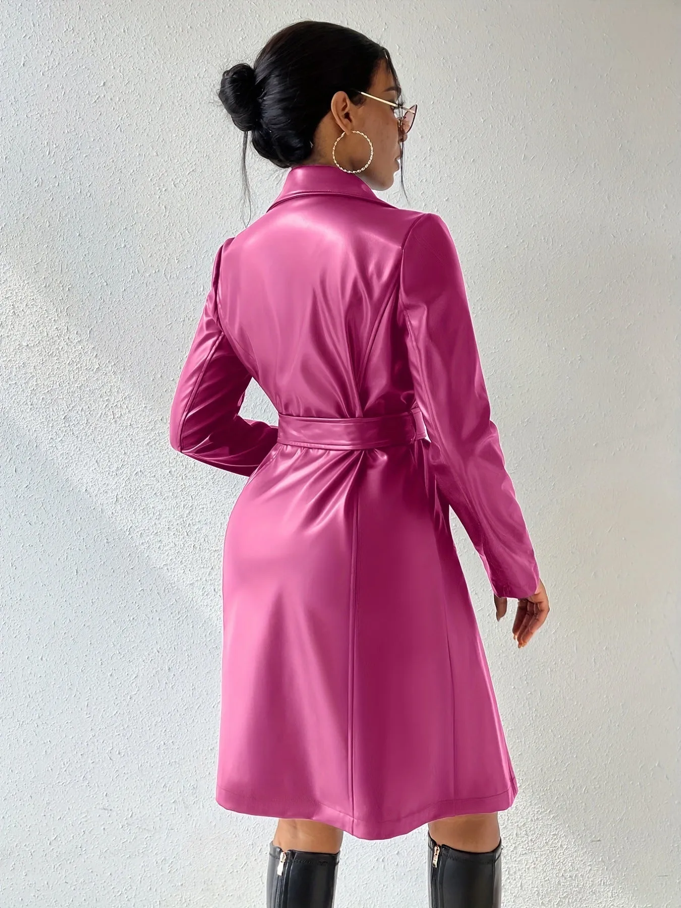 Patricia – Slim Fit PU Leather Long Trench Coat