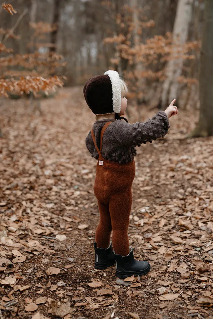 SILLY SILAS TEDDY WARMY FOOTED TIGHTS | CINNAMON
