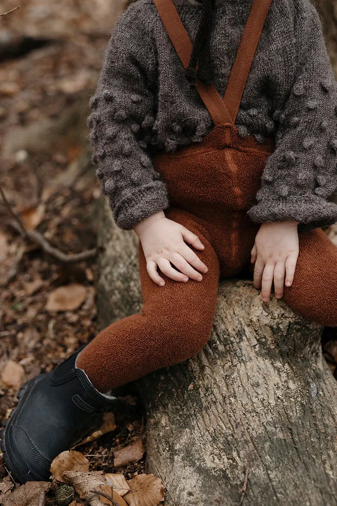 SILLY SILAS TEDDY WARMY FOOTED TIGHTS | CINNAMON