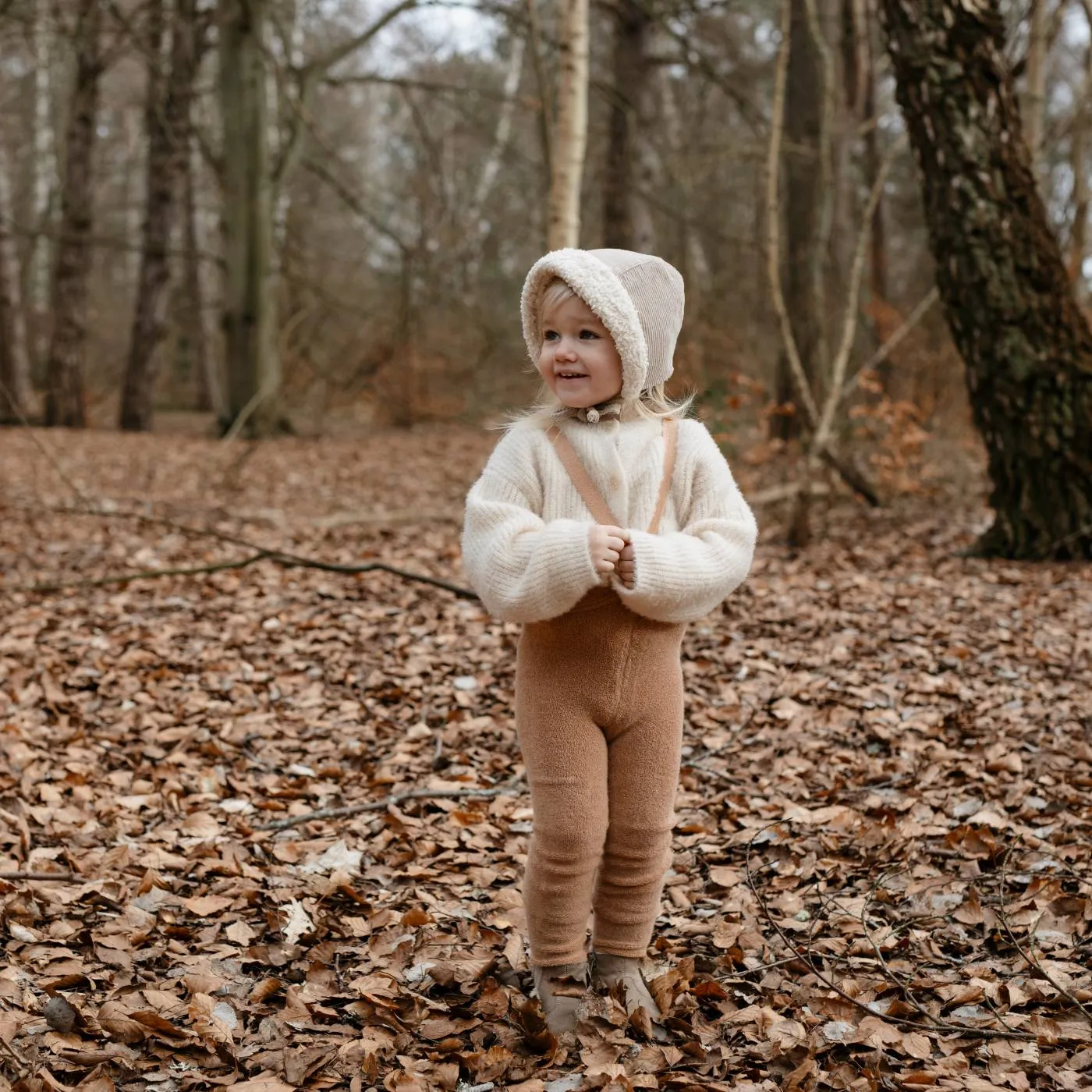SILLY SILAS TEDDY WARMY FOOTED TIGHTS | LIGHT BROWN