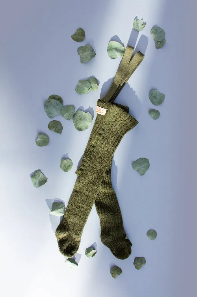 SillySilas® Granny Footed Teddy Tights w/Braces - Olive