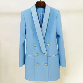 Slim Blazers For Women Notched Collar Long Sleeve Patchwork Double Breasted Slim Blazer Female Autumn Fashion