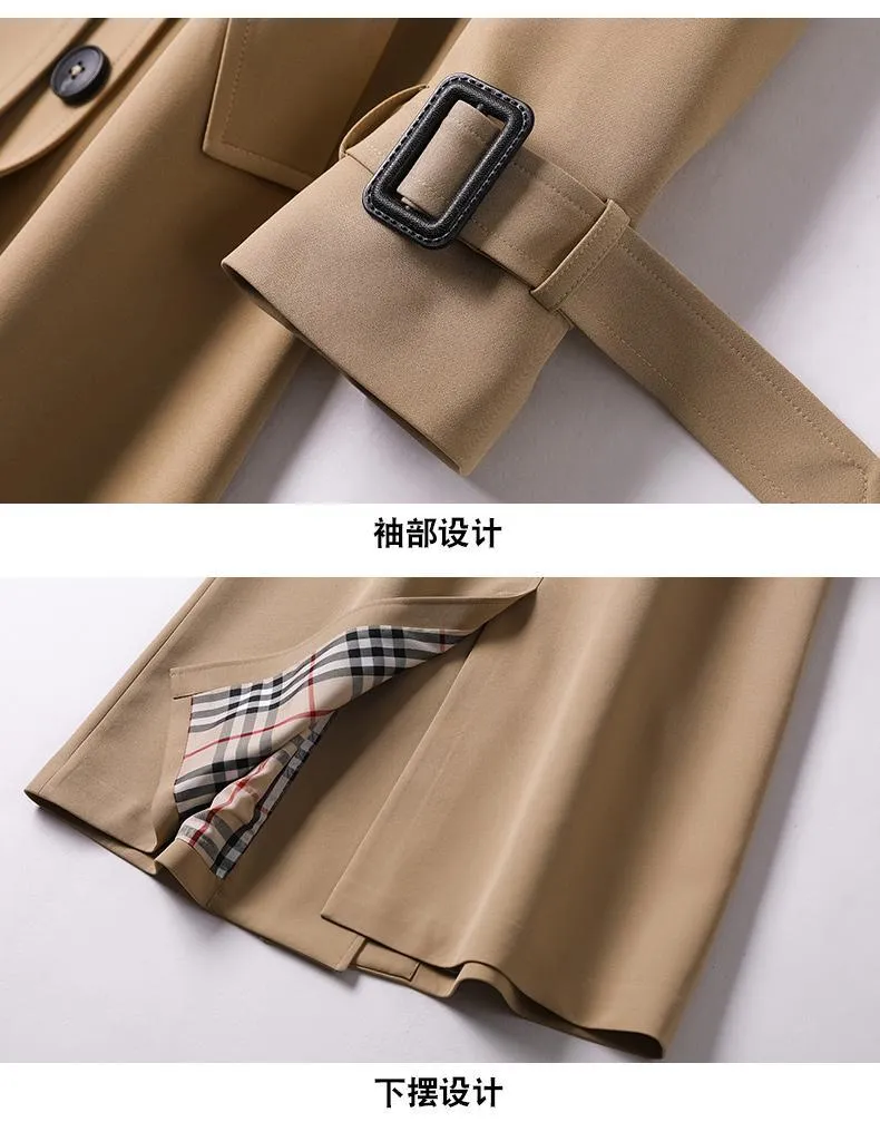 Wjczt Women&#39;s Long Trench Coats 2022 New Autumn Lapel Double Breasted Slim Windbreaker Korean Elegant Belted Solid Coat Ladies Outwear