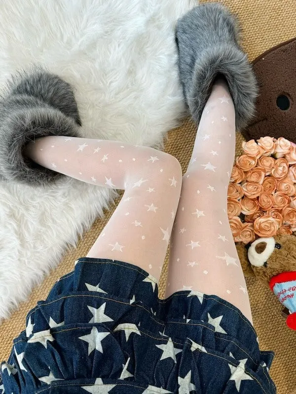 Y2k retro star polka dot tights