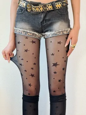 Y2k retro star polka dot tights